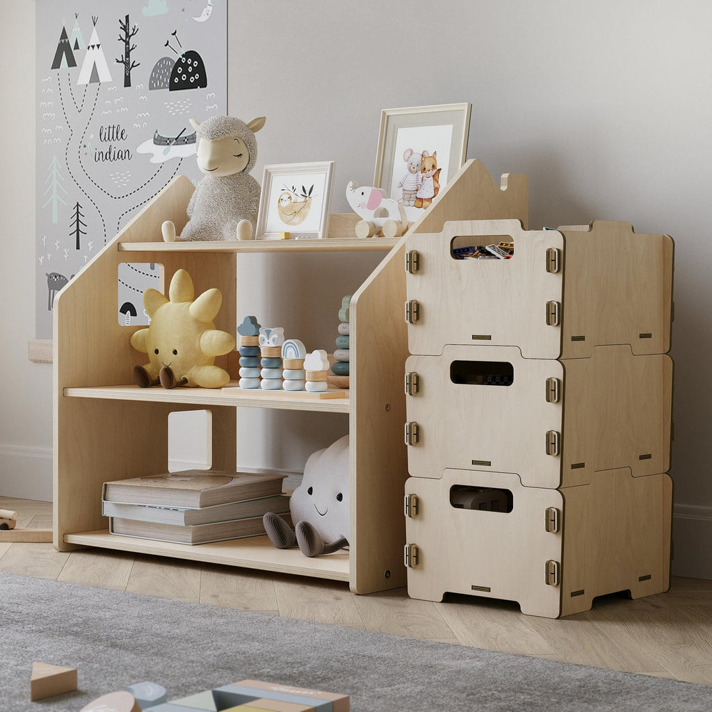 Egymásra rakható játéktároló doboz – natúr BusyKids