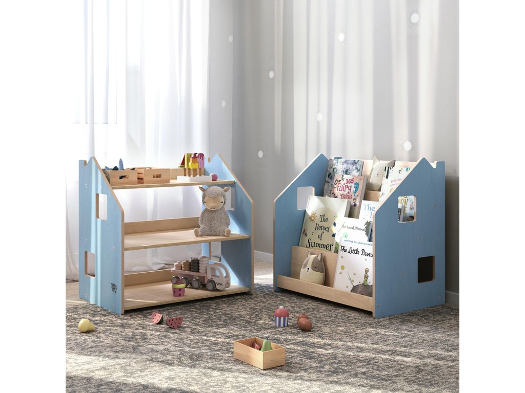Montessori előre néző könyvespolc – pasztell – BusyKids BusyKids