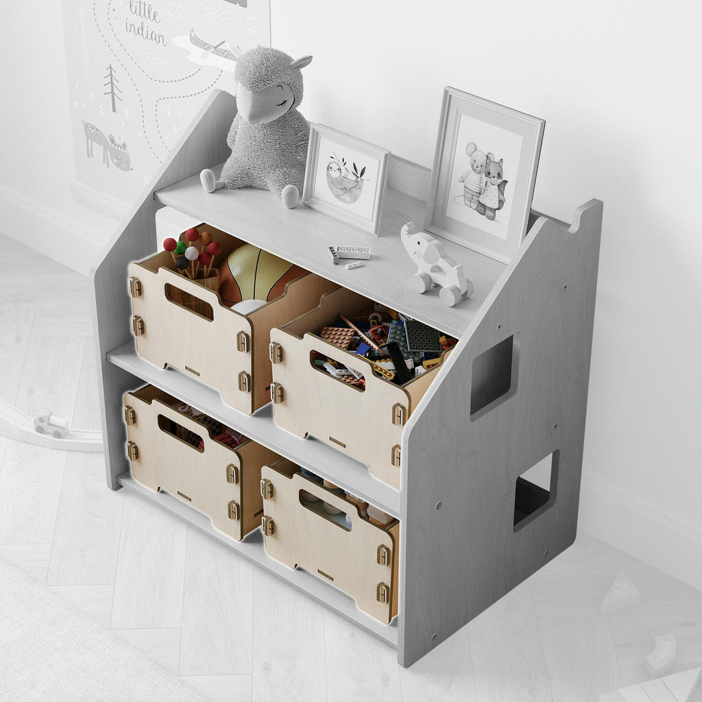 Egymásra rakható játéktároló doboz – natúr BusyKids