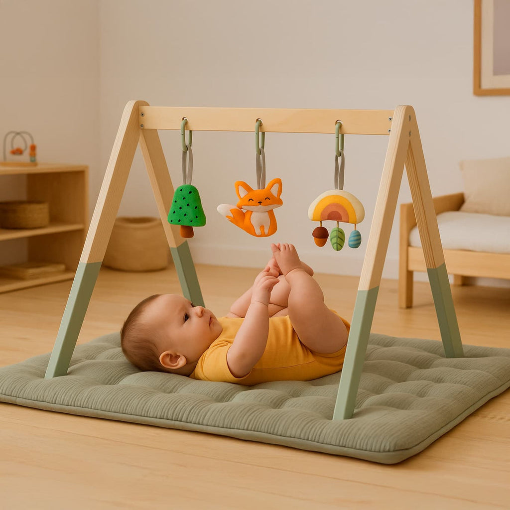 Montessori játszóhíd függő játékokkal BusyKids