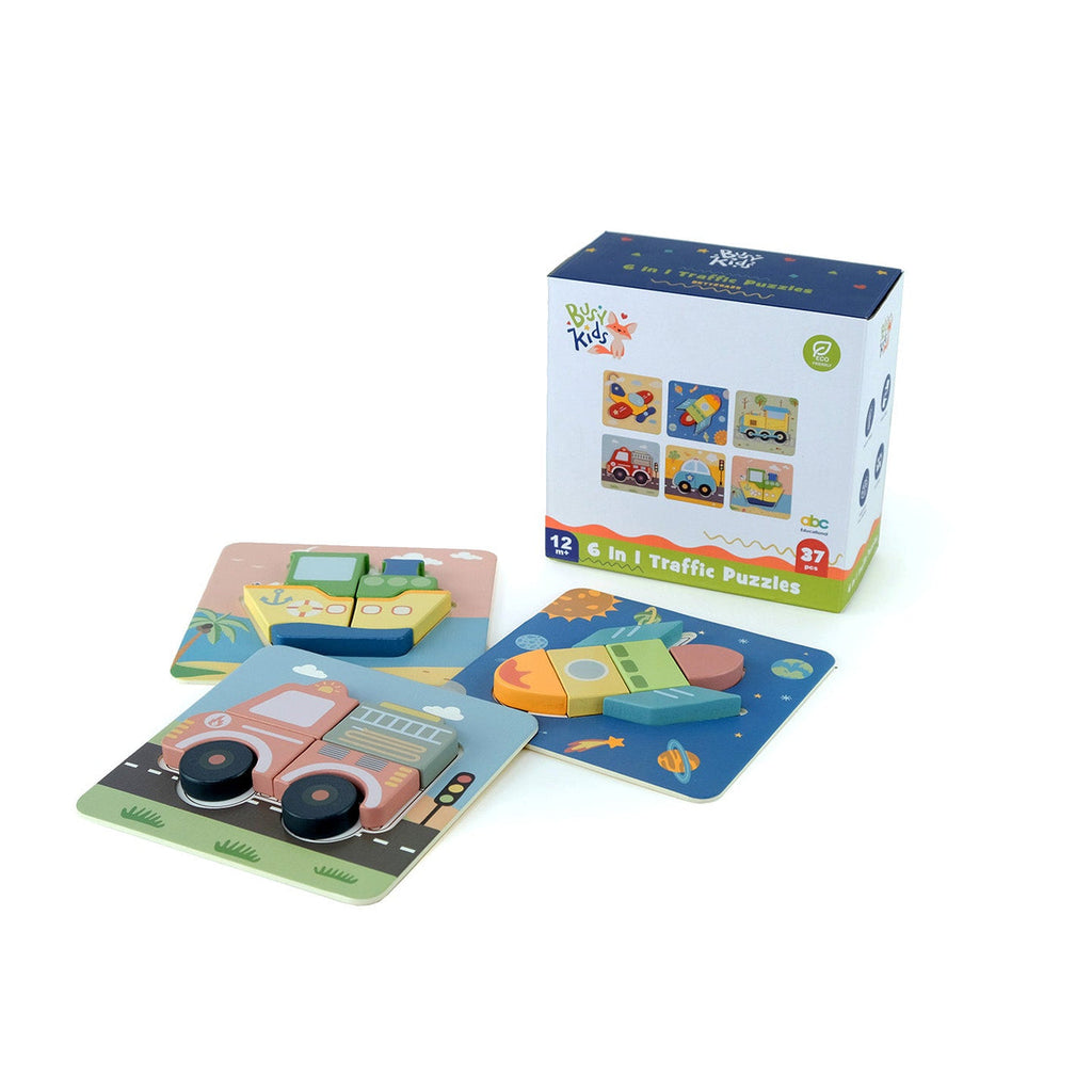 Közlekedési puzzle szett 6az1-ben BusyKids