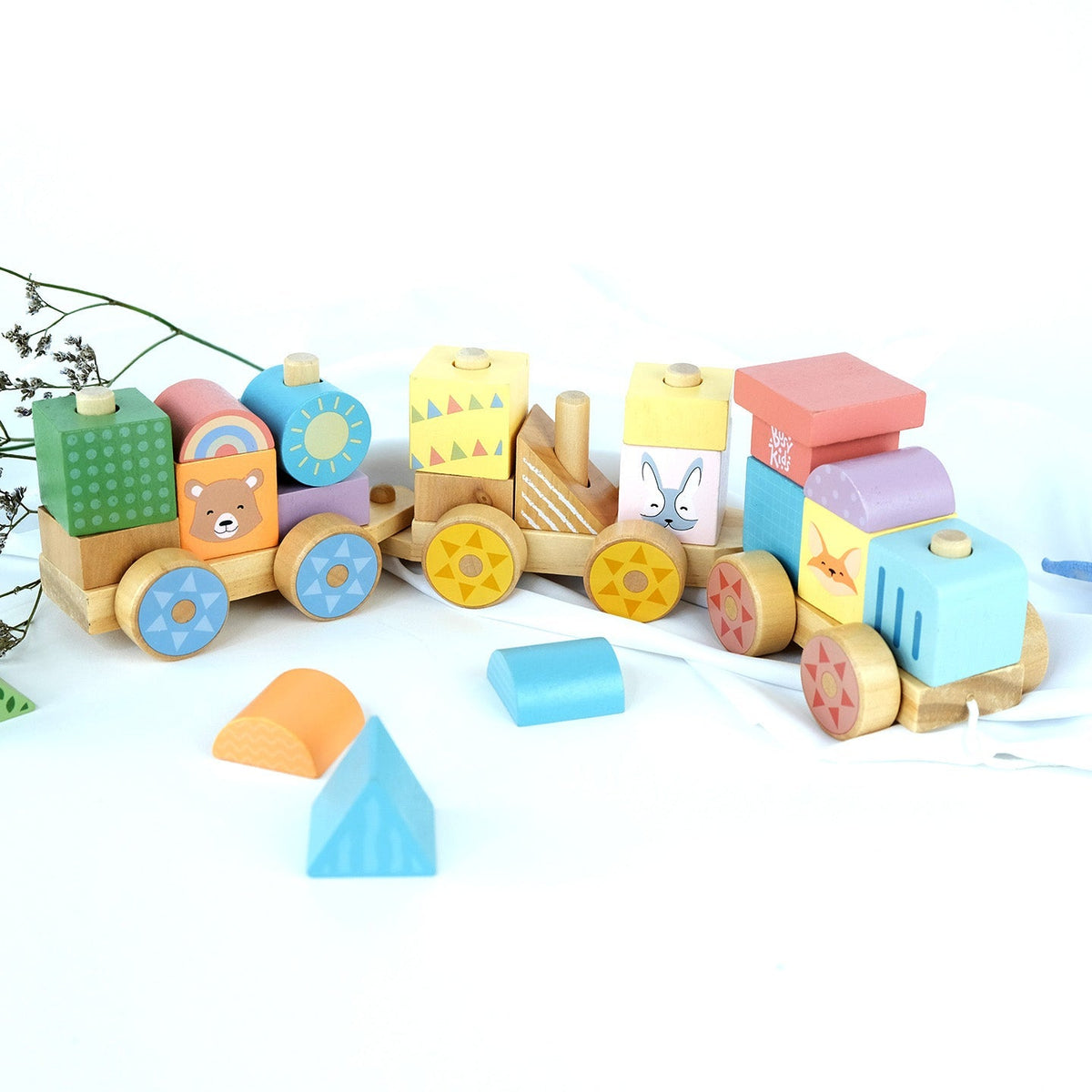 Húzható farm vonat – rakosgatható elemekkel BusyKids