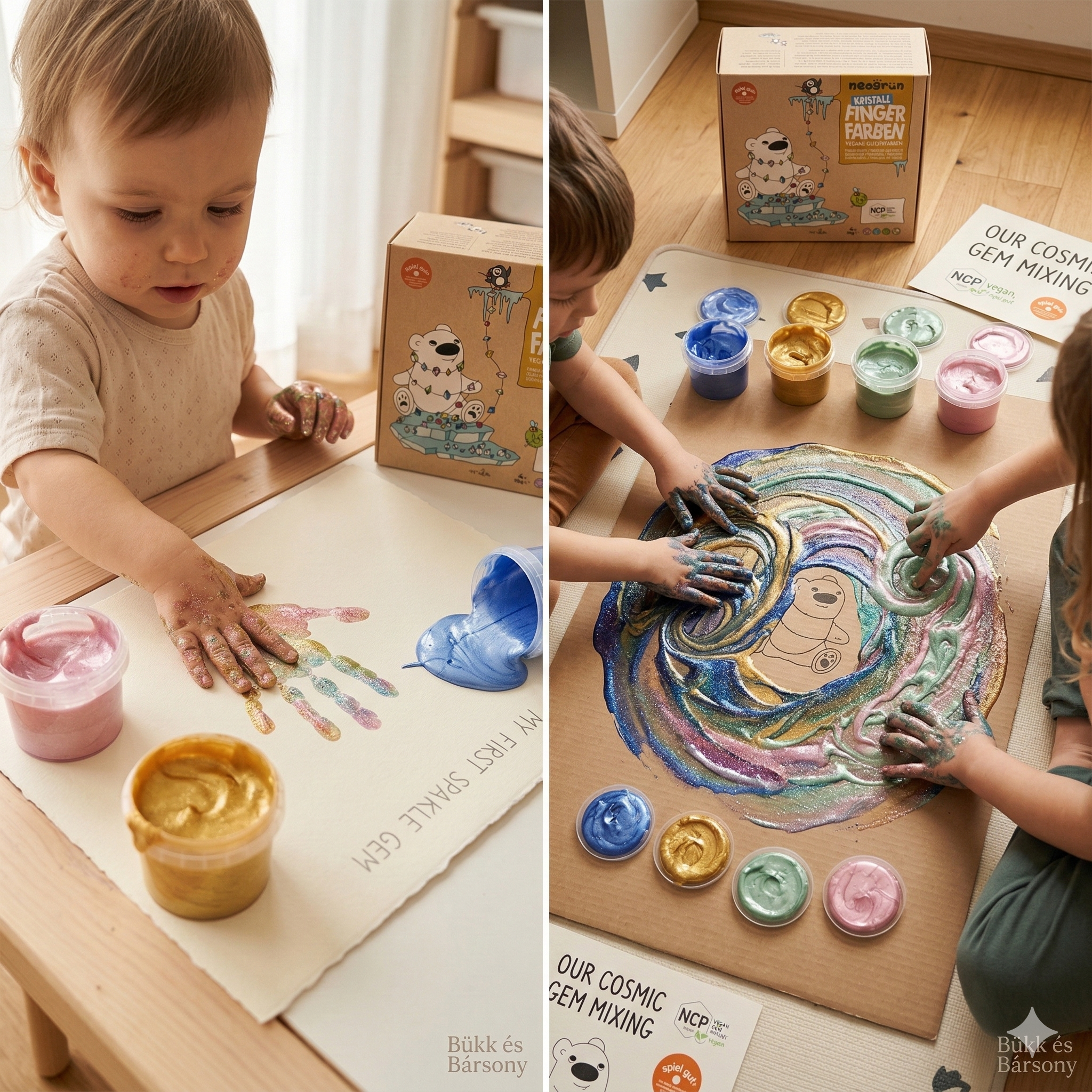 Neogrün Bio Csillámos Ujjfesték Készlet (4x90g)