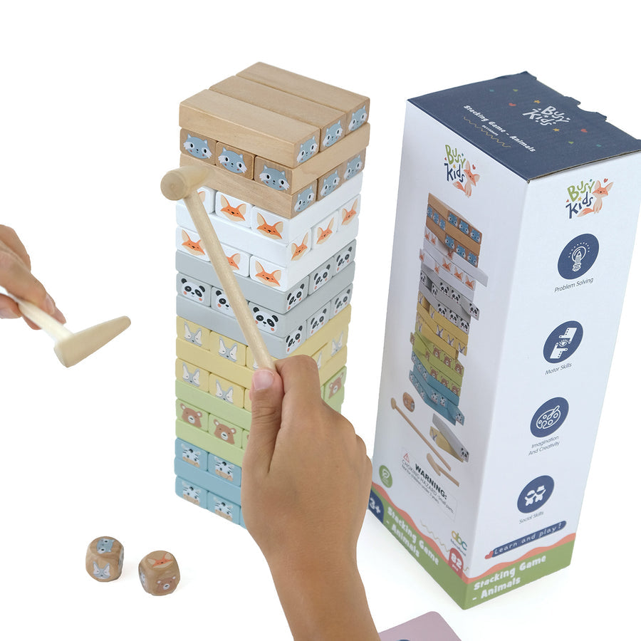Állatos toronyépítő ügyességi játék – BusyKids