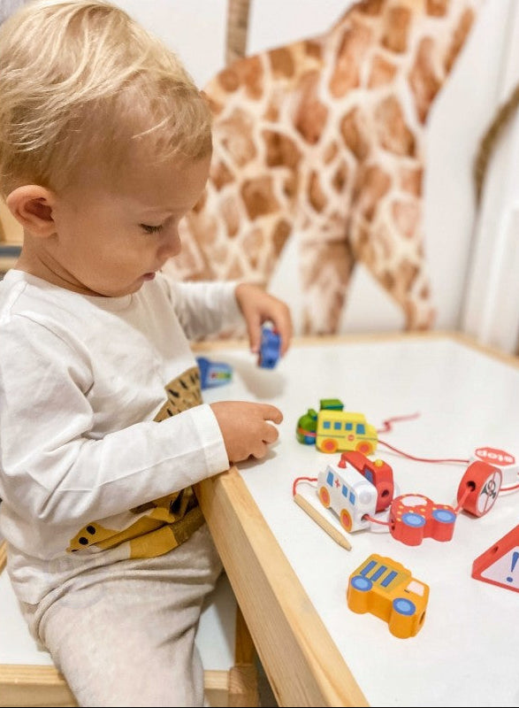 Car Shaped Wooden Threading Blocks 