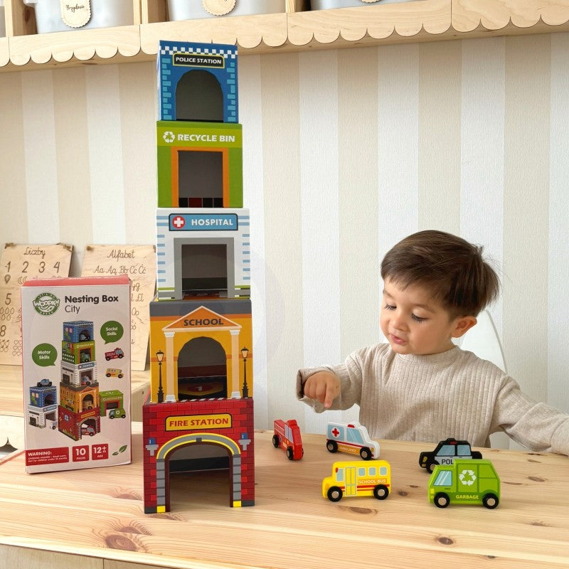 City Vehicles in Boxes Puzzle Cubes