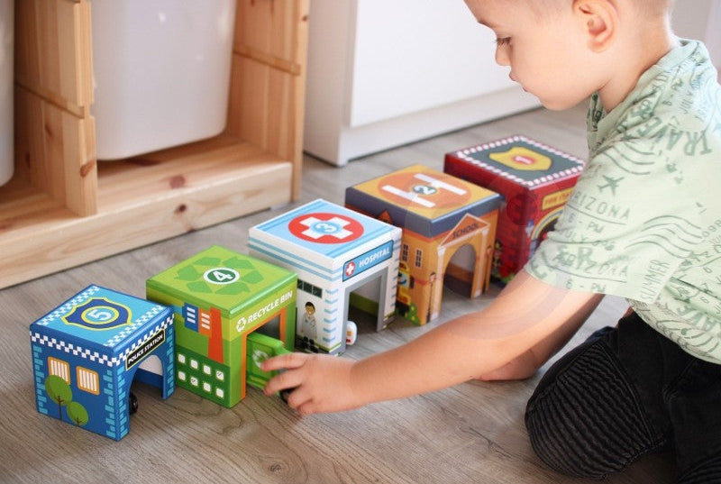 City Vehicles in Boxes Puzzle Cubes