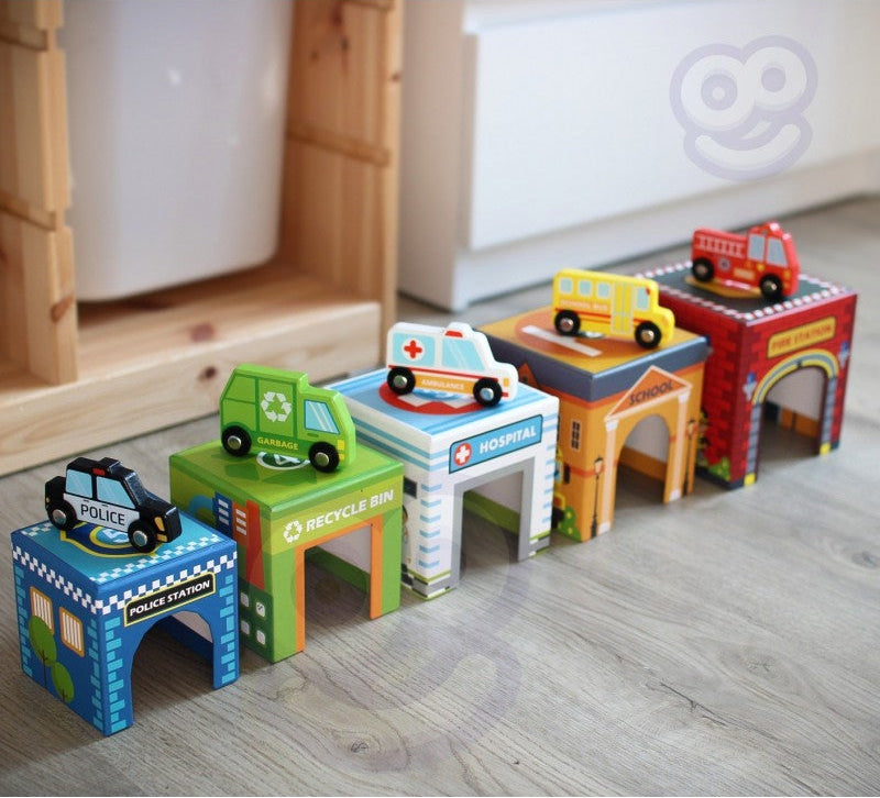 City Vehicles in Boxes Puzzle Cubes