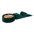 MeowBaby Green Velvet Foam Play Set with Ball Pit - Gold/Beige/White/Transparent Balls
