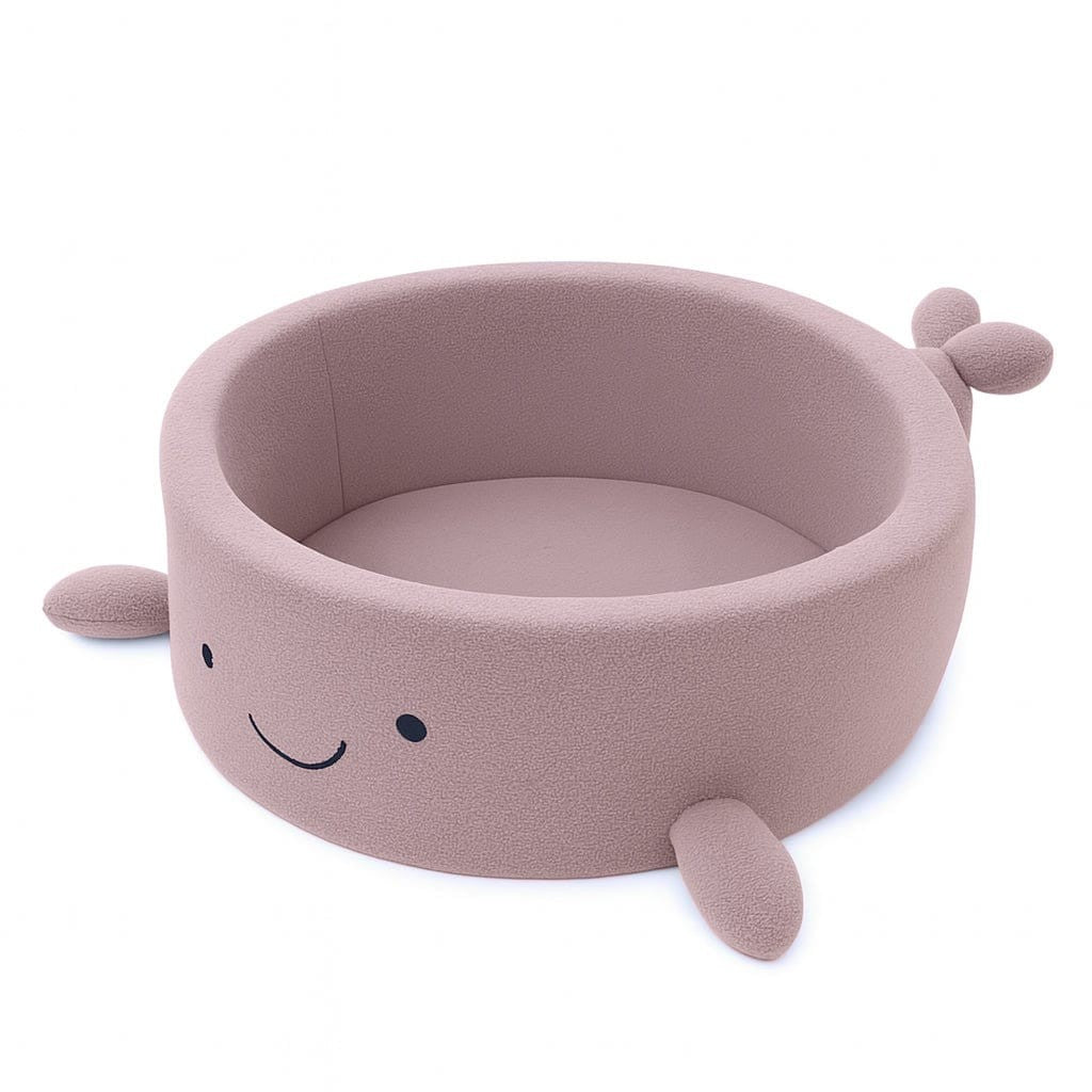 Foam Baby Ball Pit Without Balls - Whale Raspberry Glaze Pink Boucle