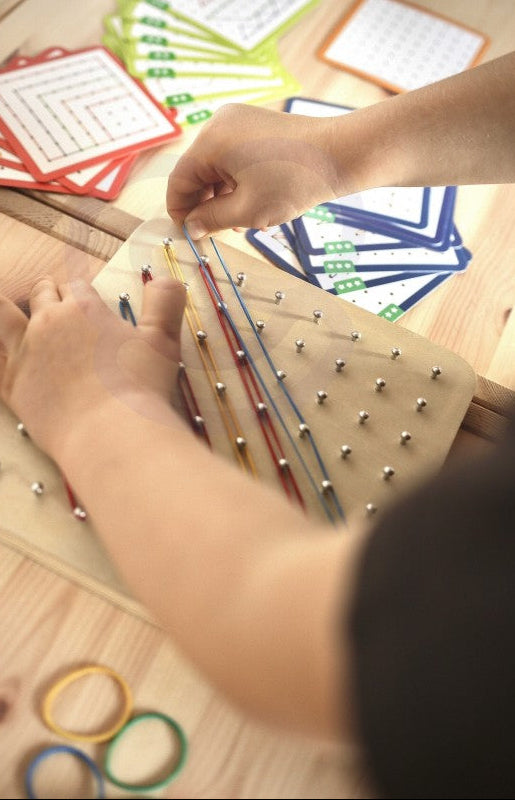 Geoplan on Rubber Bands Wooden Puzzle, 69 pcs