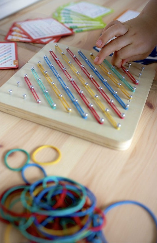Geoplan on Rubber Bands Wooden Puzzle, 69 pcs