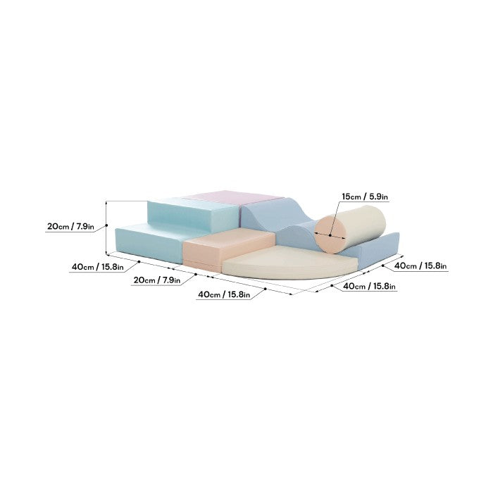 Soft Play 6 Foam Block Set - Light Pastel Explorer