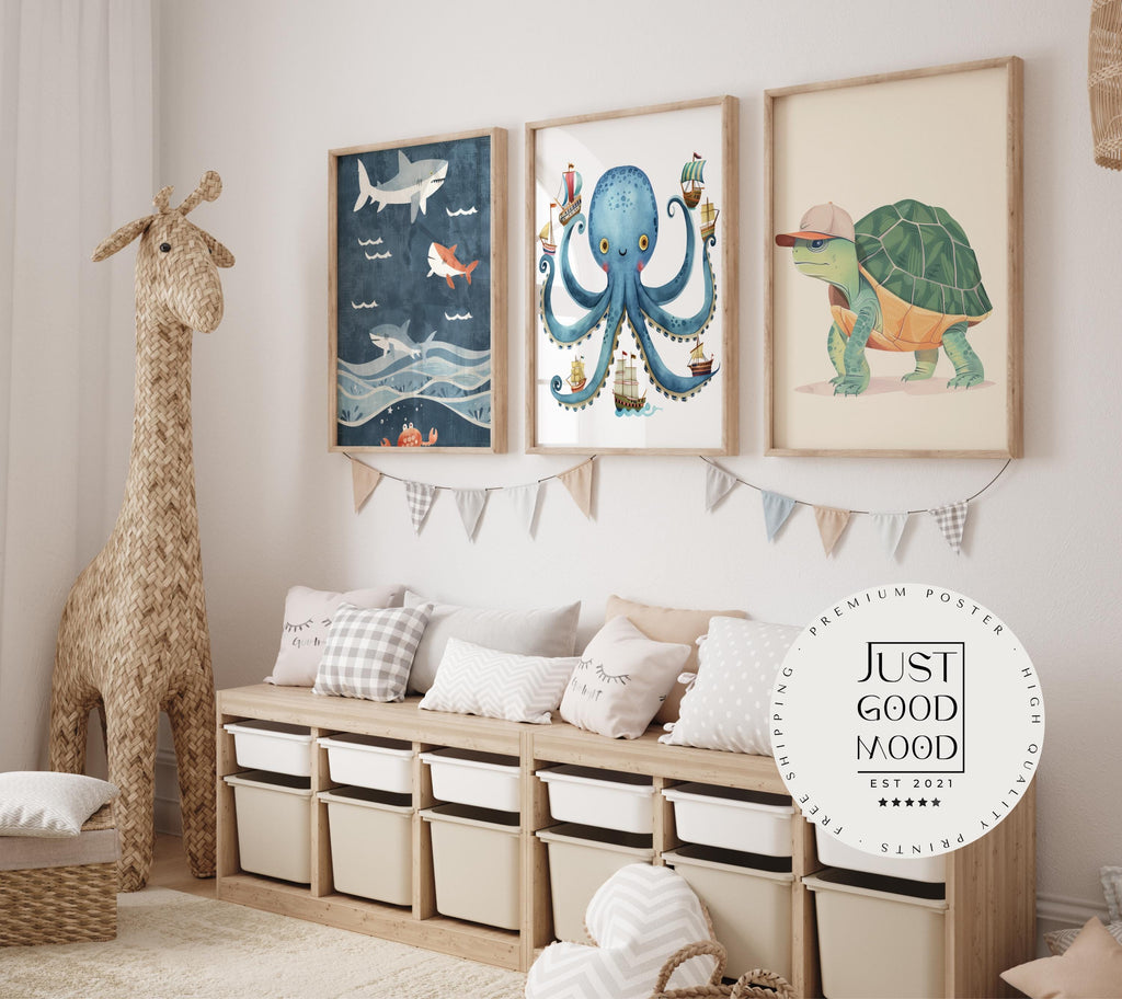 Magische Unterwasserwelt Poster Kinderzimmer · Geschenkidee für Kinder ·Märchenhafte Ozeane · Ozean-Abenteuer ·Deko Print ohne Rahmen-1