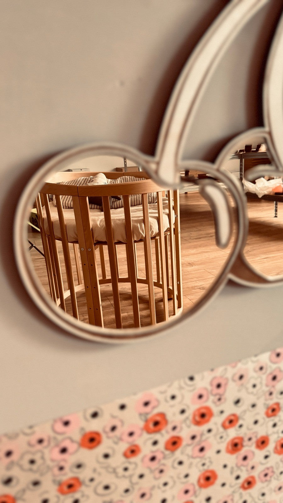 Kids Room Cherry Mirror – Child-Friendly Acrylic & Wood