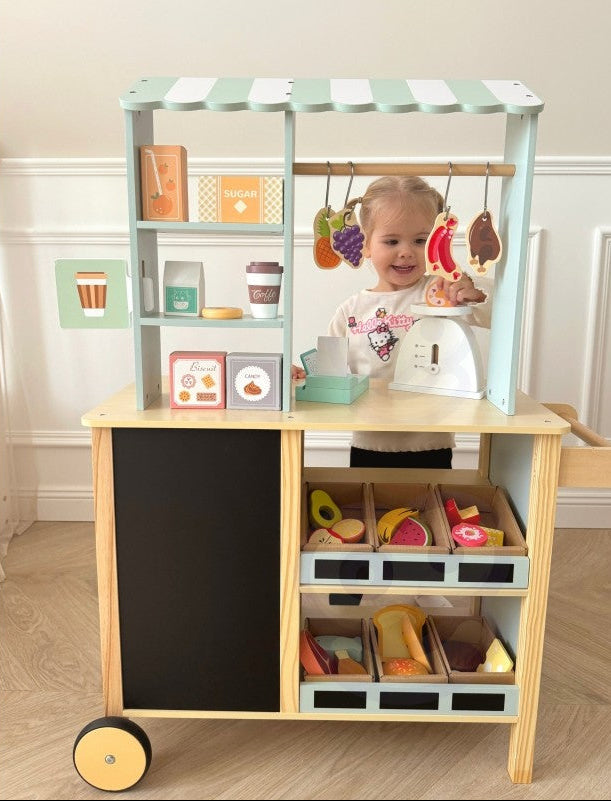 Large Multifunctional Wooden Food Truck Stand, 73 pcs
