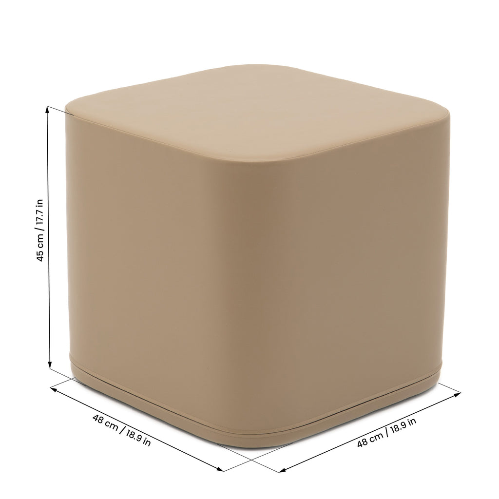 Large Play Pouf Cube - Beige