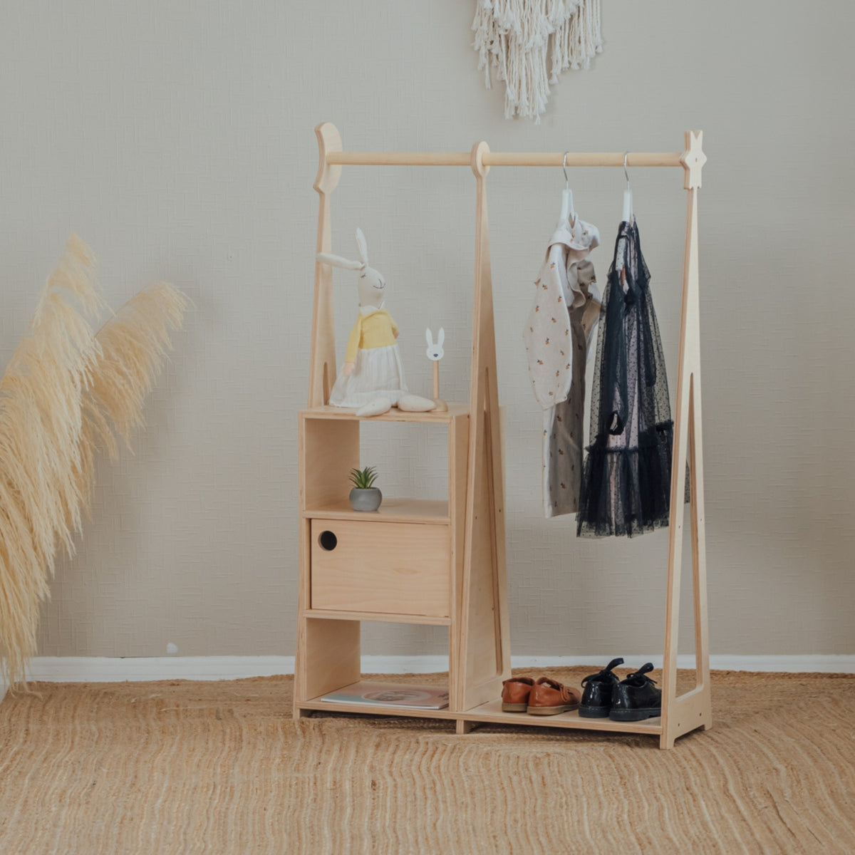 Montessori gyerekszekrény tárolóval – natúr – leg&go