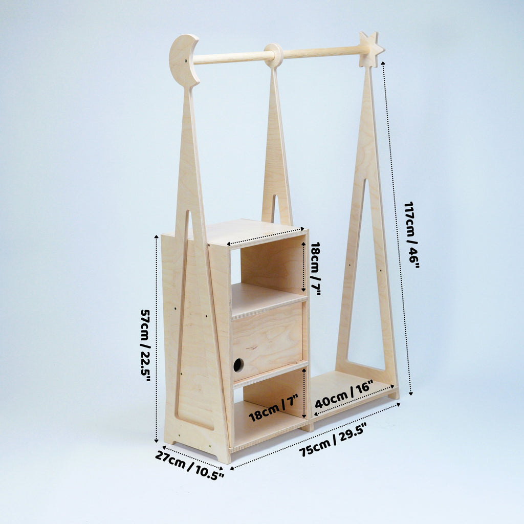 Montessori gyerekszekrény tárolóval – natúr – leg&go