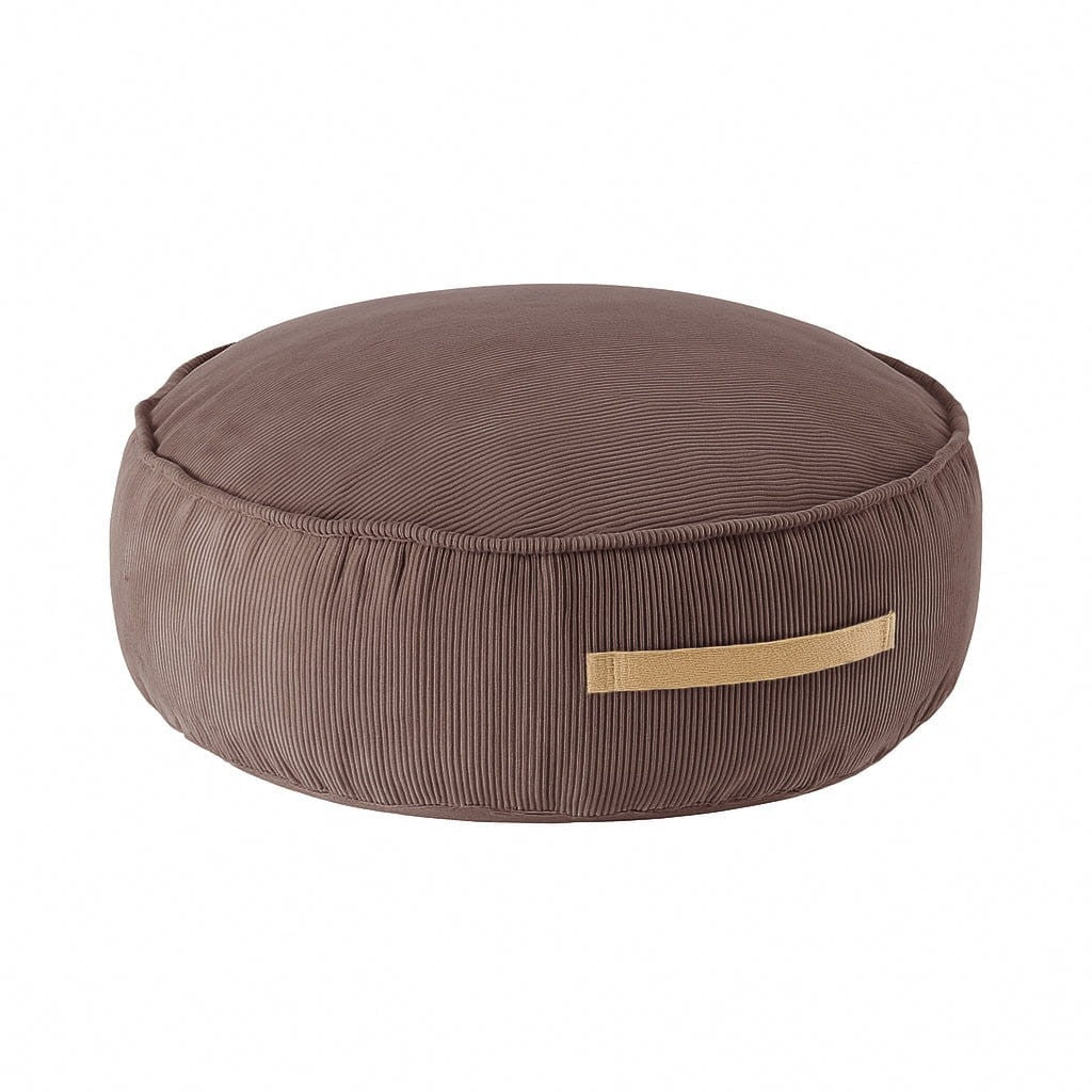 Kerek kordbársony puff, barna – MeowBaby®