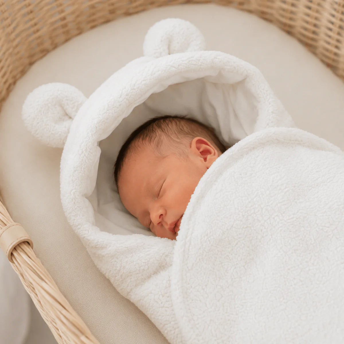 Baby Swaddle with Bear Ears – Bearly Off-White MeowBaby