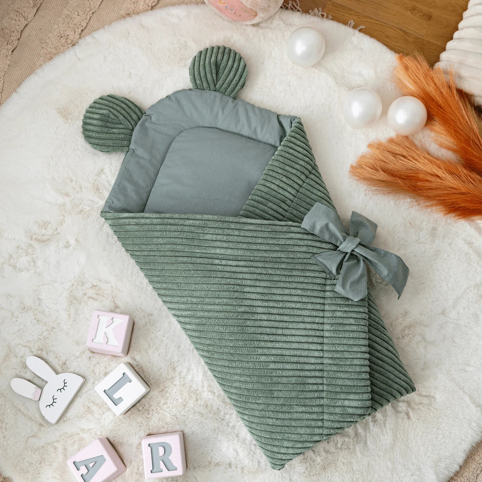 Baby Swaddle Wrap for Sleeping and Cuddling – Olive Green MeowBaby