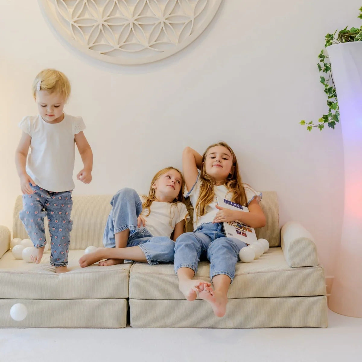 Közepes moduláris kanapé gyerekeknek – Ekrü – MeowBaby
