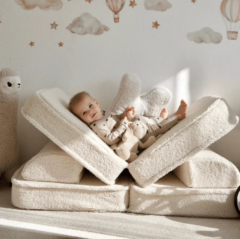 Kis moduláris kanapé gyerekeknek – Bearly Cream, bundás krém – MeowBaby