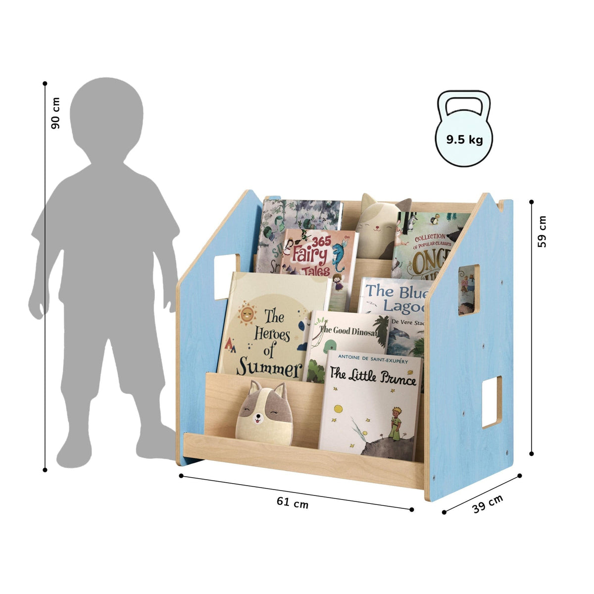 Montessori előre néző könyvespolc – pasztell – BusyKids