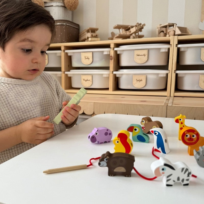 Safari Animal Shaped Wooden Threading Blocks