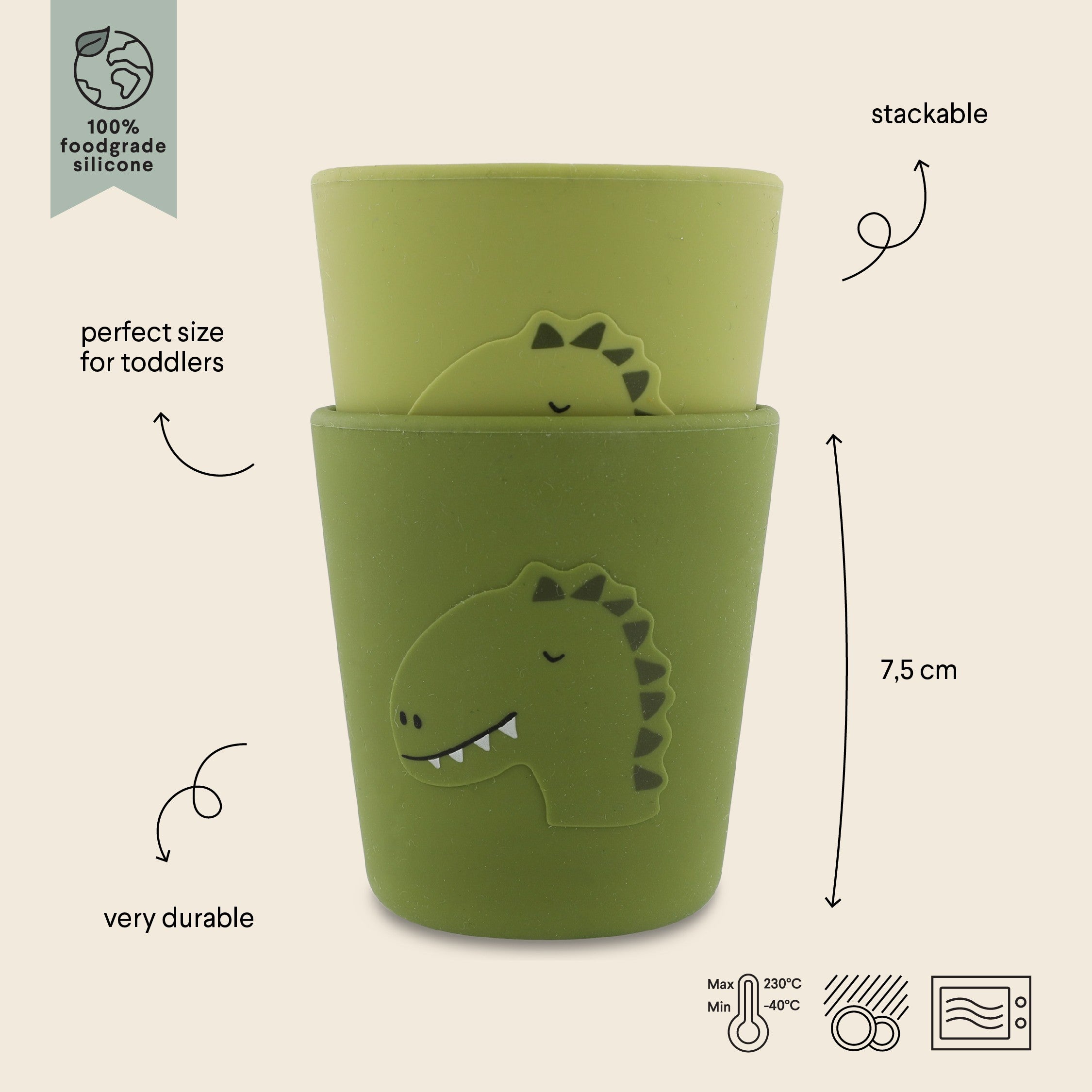 Silicone Cups, 2-Pack - Mr. Dino