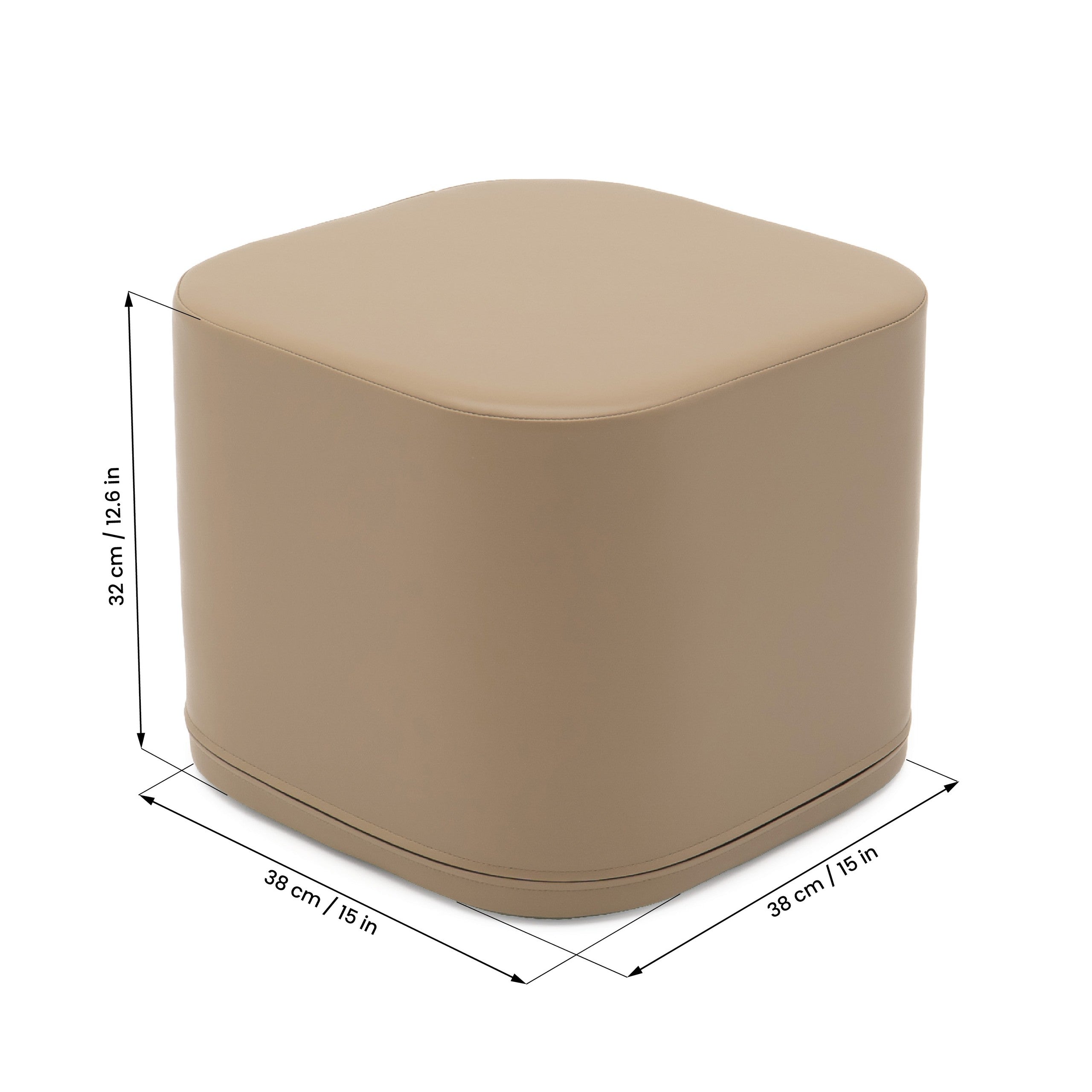 Small Play Pouf Cube - Beige
