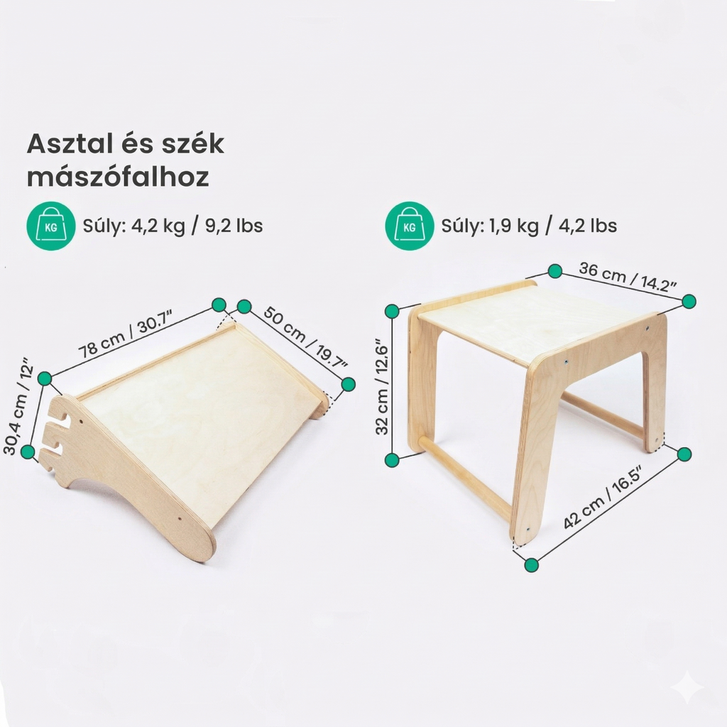 Asztal és szék kiegészítő – leg&go Svéd falhoz