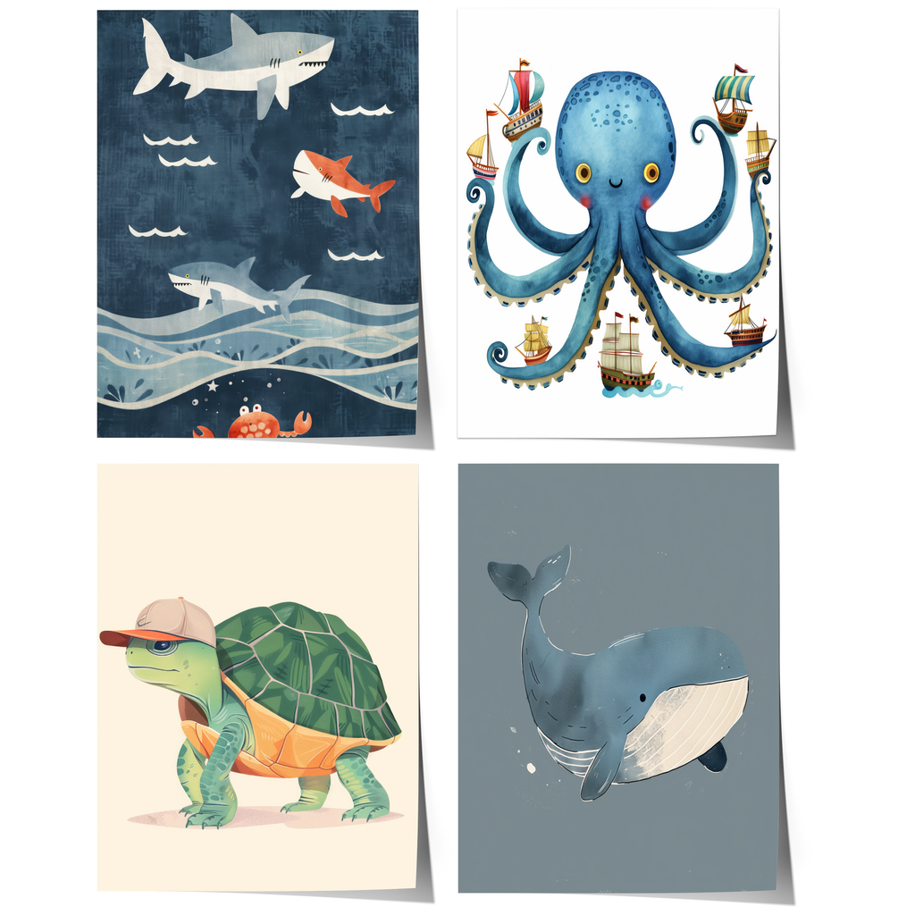 Magische Unterwasserwelt Poster Kinderzimmer · Geschenkidee für Kinder ·Märchenhafte Ozeane · Ozean-Abenteuer ·Deko Print ohne Rahmen-0