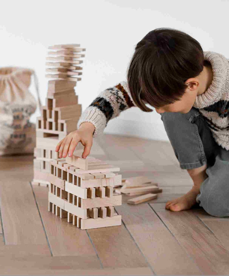 Wooden Architectural Blocks in a Bag - Natural, 200 Pieces