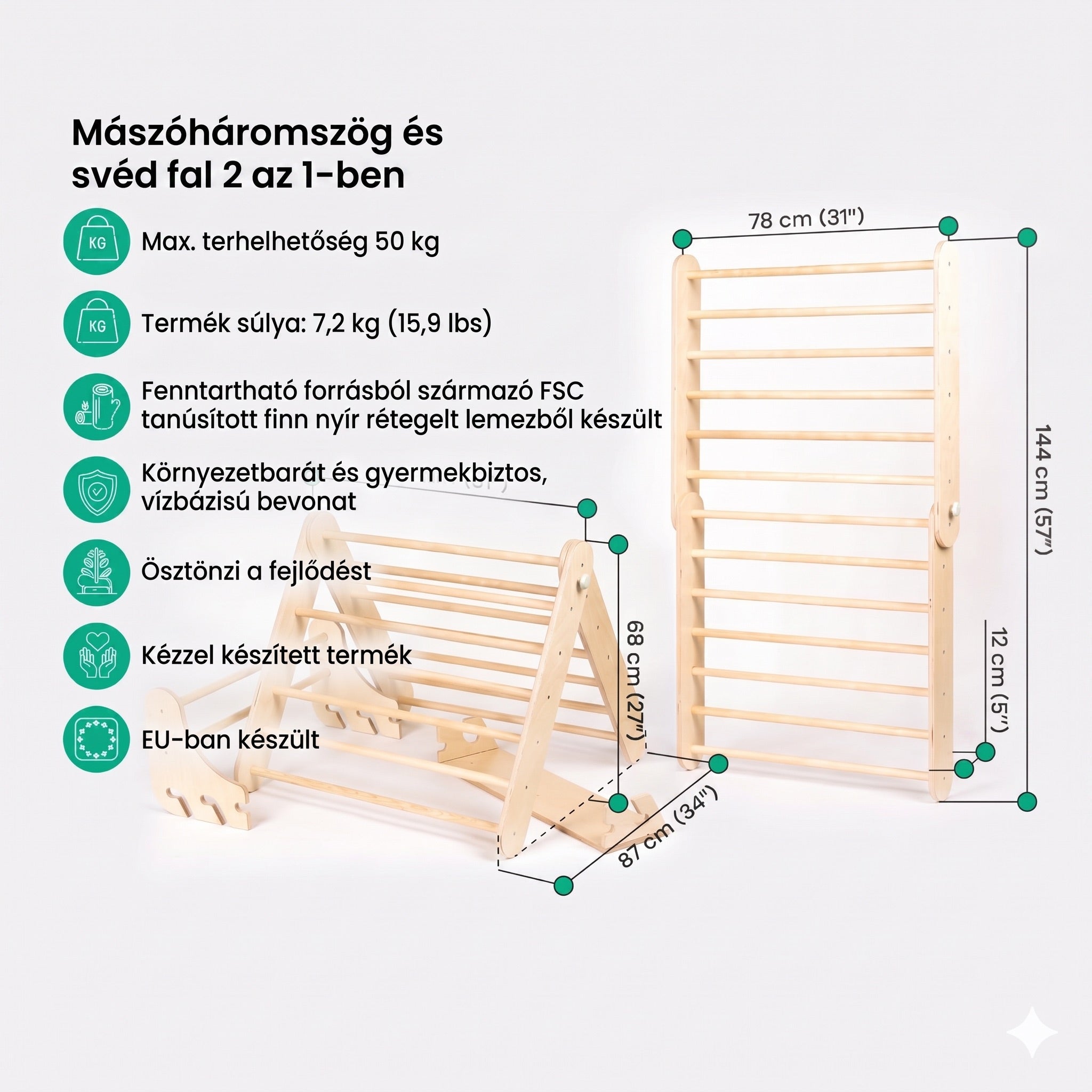 Pikler háromszög svéd fallal – leg&go | Nyír | 6 hó–7 év