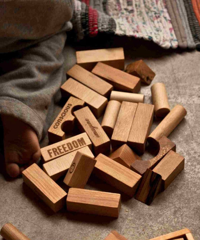 Wooden Blocks in a Bag – Natural, 100 Pieces