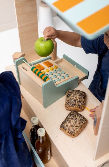 Wooden Store Cash Register with Accessories
