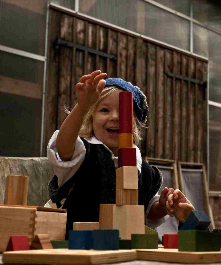 Wooden Blocks in a Box – Colorful, 63 pieces