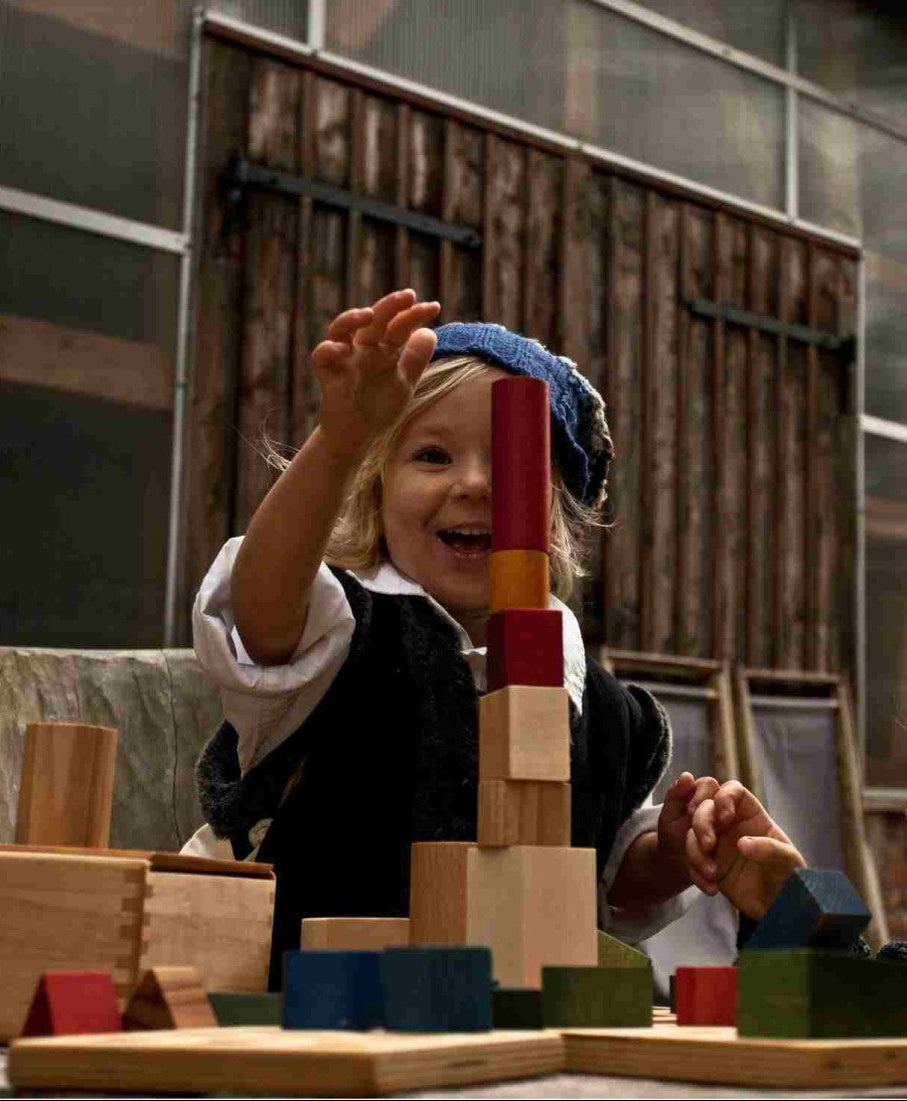 Wooden Blocks in a Box – Cold Colors, 54 Pieces